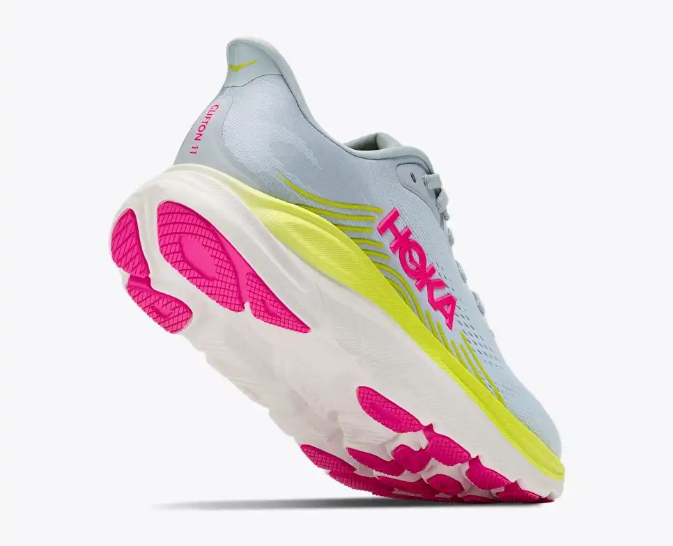 HOKA Bondi 8 Women's Men's Shoes | Light Blue, Lime Yellow & Pink Mesh Running Sneakers