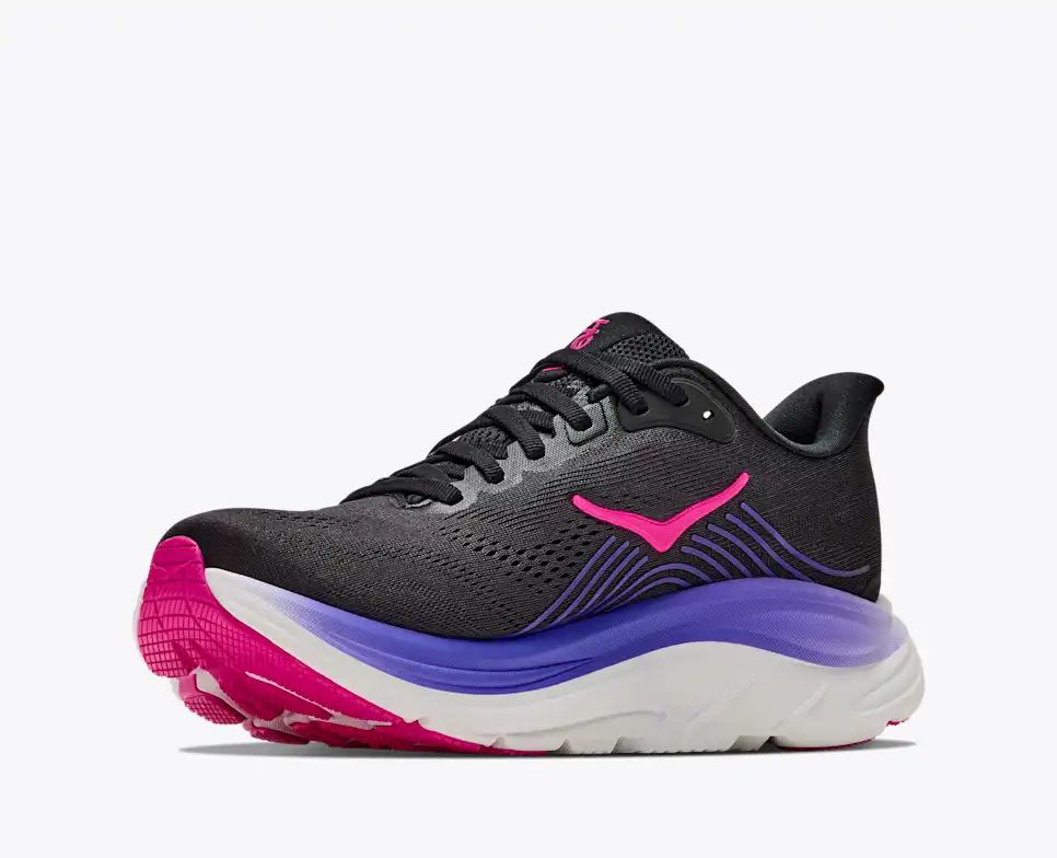 HOKA Bondi 8 Women's Men's Shoes | Black, Purple & Hot Pink Mesh Running Sneakers