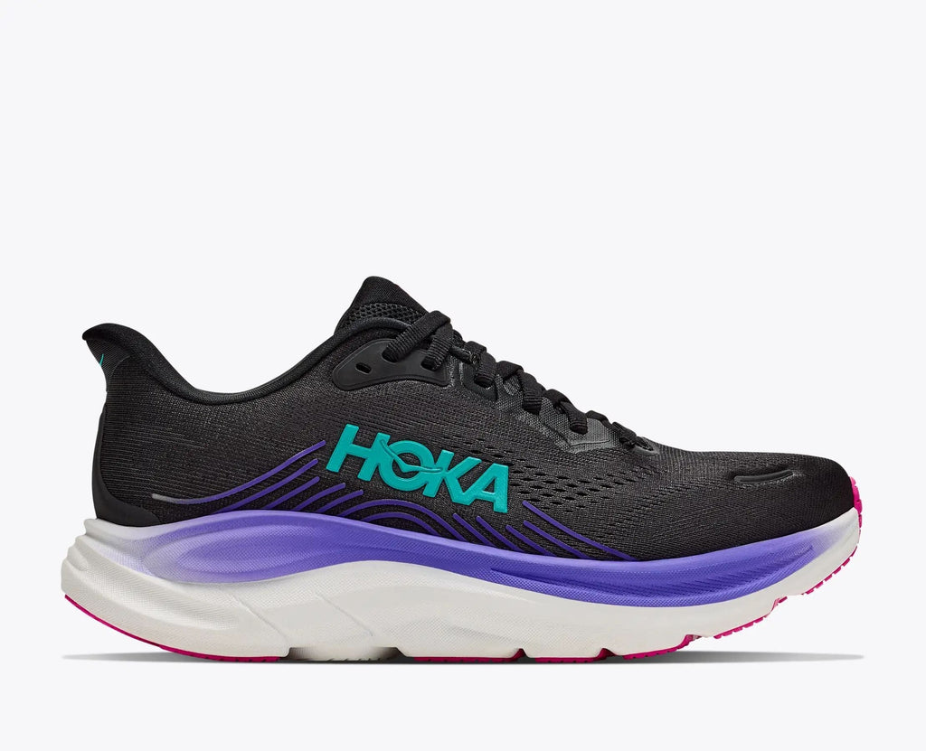 HOKA Bondi 8 Women's Men's Shoes | Black, Purple & Hot Pink Mesh Running Sneakers