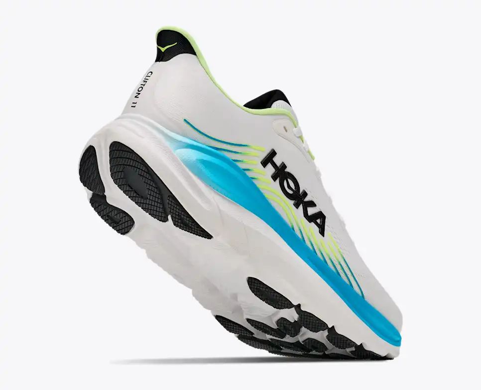 HOKA Bondi 8 Women's Men's Shoes | White, Cyan & Lime Green Mesh Running Sneakers