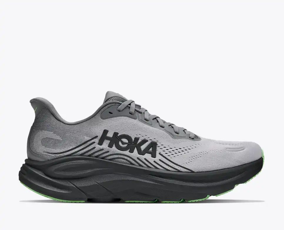 HOKA Bondi 8 Women's Men's Shoes | Gray & Lime Green Mesh Running Sneakers
