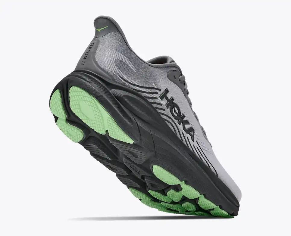 HOKA Bondi 8 Women's Men's Shoes | Gray & Lime Green Mesh Running Sneakers