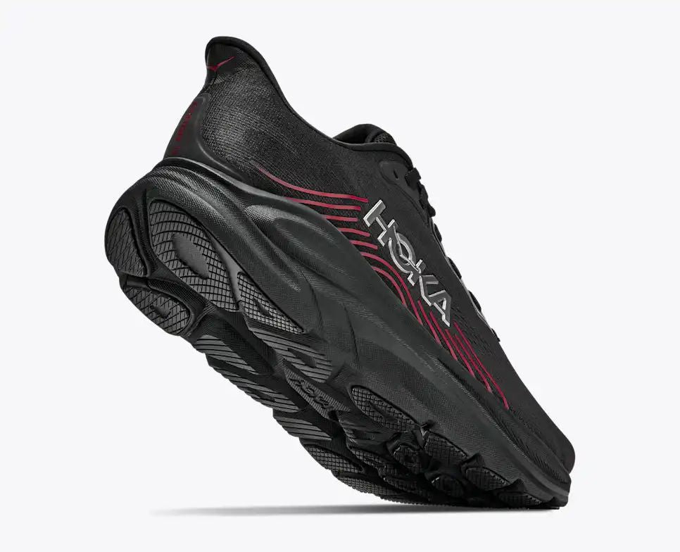 HOKA Bondi 8 Women's Men's Shoes | Black, Silver & Burgundy Mesh Running Sneakers