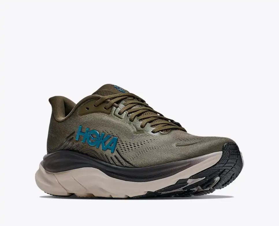 HOKA Bondi 8 Women's Men's Shoes | Olive Green, Teal & Beige Mesh Running Sneakers