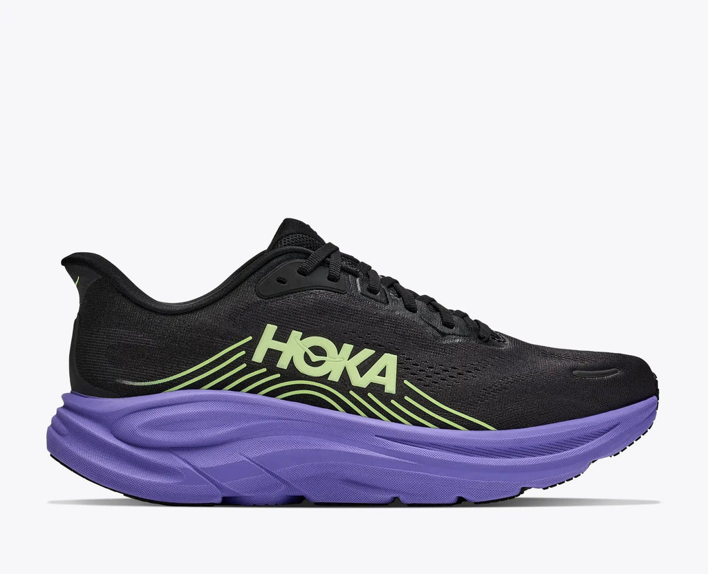HOKA Bondi 8 Women's Men's Shoes | Black, Light Green & Purple Mesh Running Sneakers