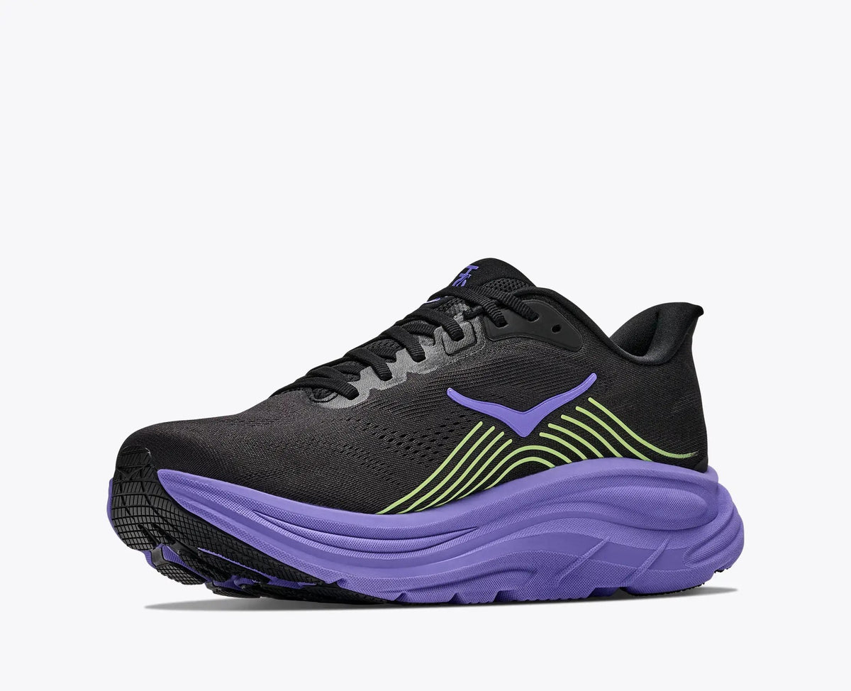 HOKA Bondi 8 Women's Men's Shoes | Black, Light Green & Purple Mesh Running Sneakers