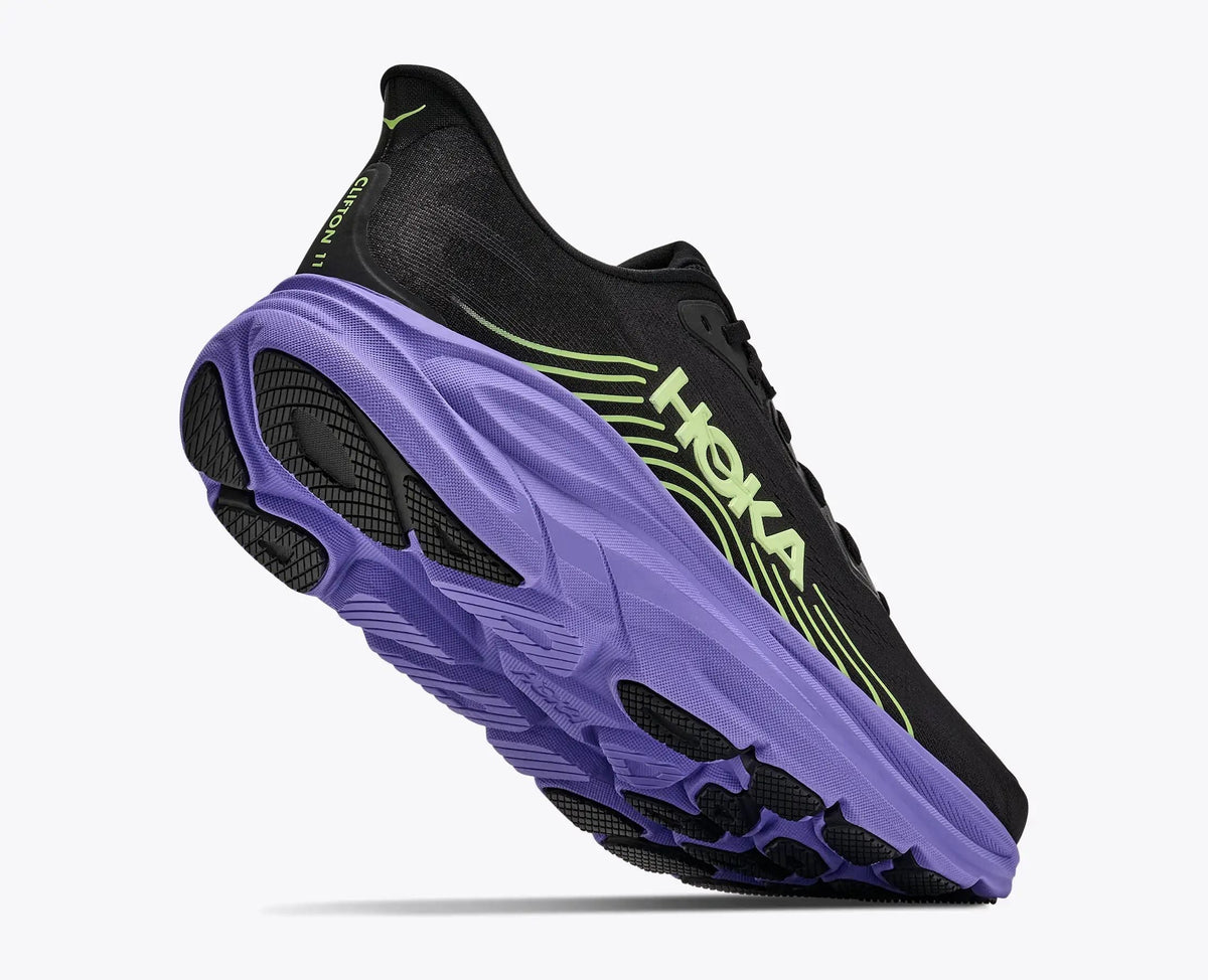HOKA Bondi 8 Women's Men's Shoes | Black, Light Green & Purple Mesh Running Sneakers