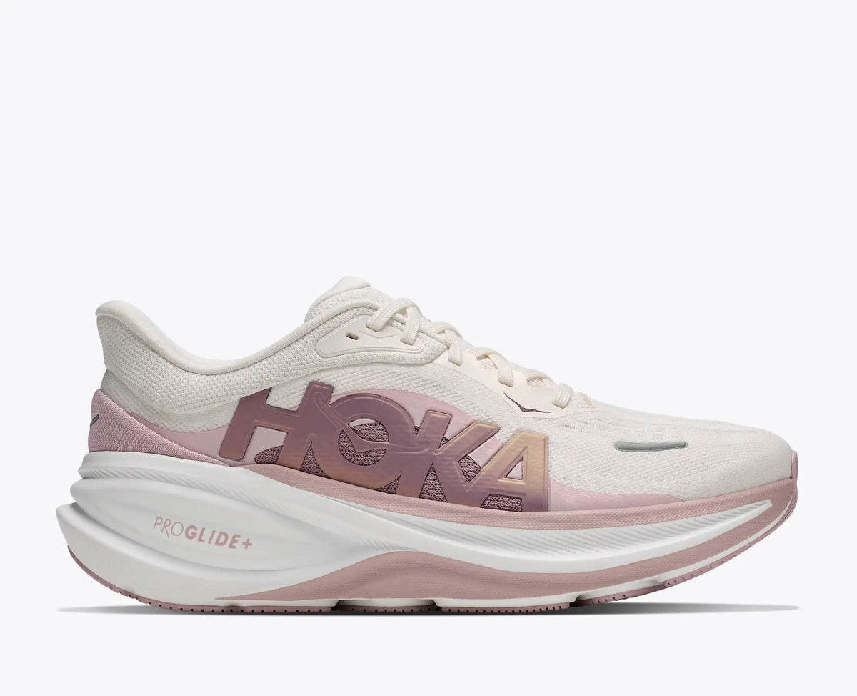 HOKA Bondi 8 Women's Men's Shoes | Off-White & Dusty Pink Mesh Running Sneakers