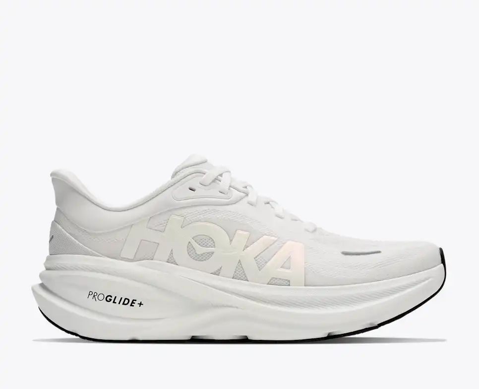 HOKA Pro Glide+ Women's Men's Shoes | White Mesh Running Sneakers