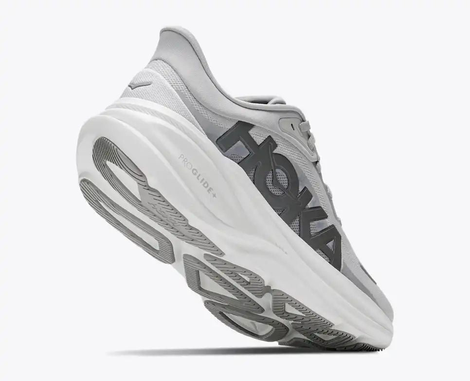 HOKA Pro Glide+ Women's Men's Shoes | Light Gray & White Mesh Running Sneakers