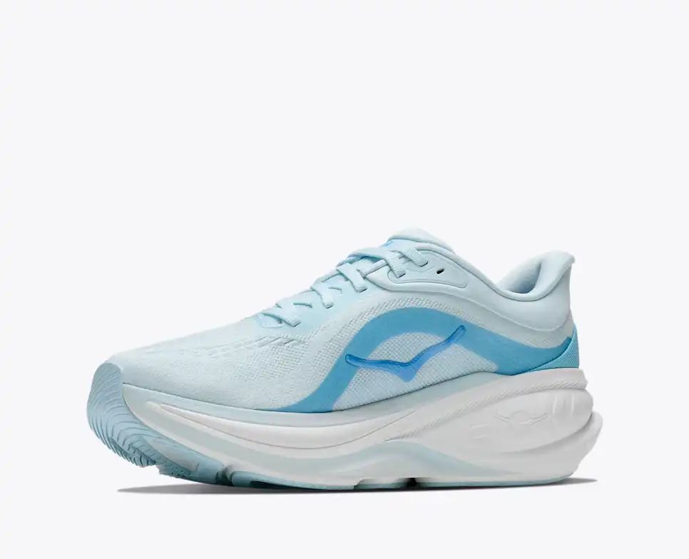 HOKA Pro Glide+ Women's Men's Shoes | Light Blue & White Mesh Running Sneakers