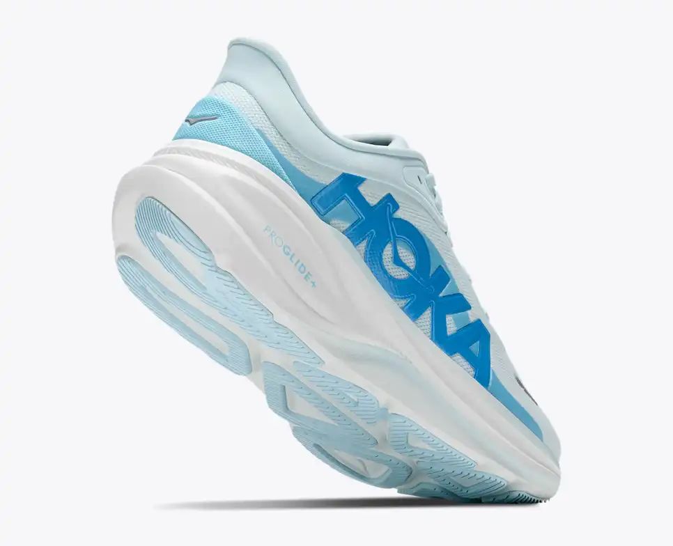 HOKA Pro Glide+ Women's Men's Shoes | Light Blue & White Mesh Running Sneakers