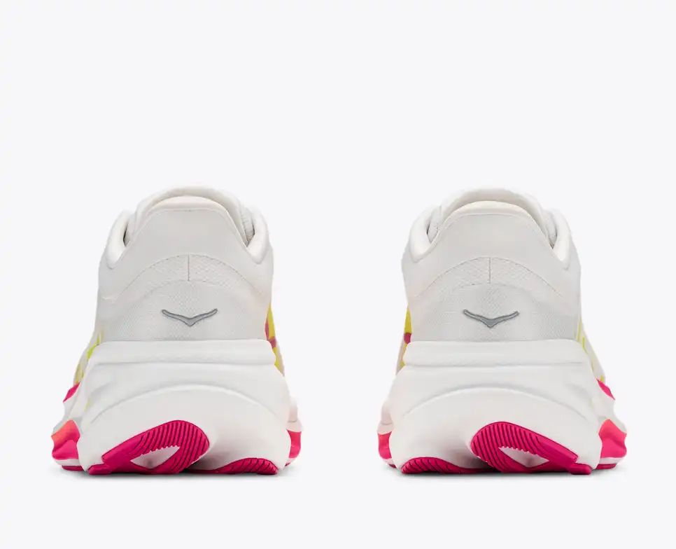 HOKA Pro Glide+ Women's Men's Shoes | White, Pink & Yellow Running Sneakers
