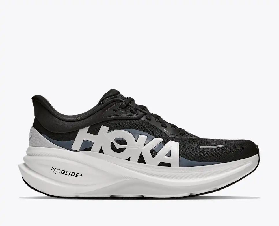 HOKA Pro Glide+ Women's Men's Shoes | Black & White Mesh Running Sneakers