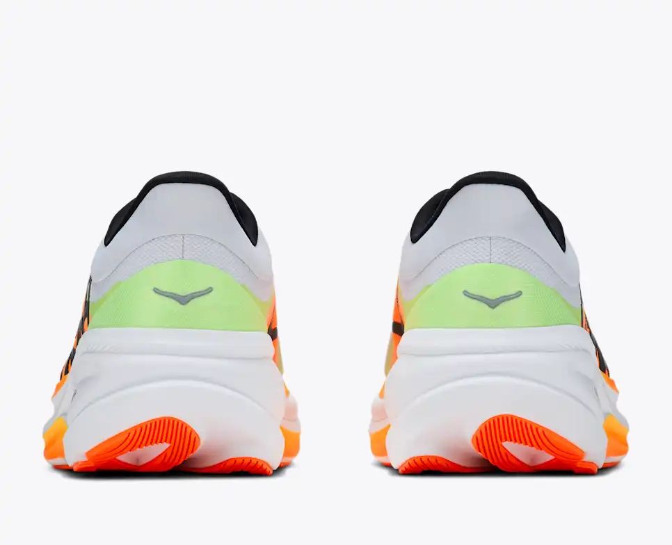 HOKA Pro Glide+ Women's Men's Shoes | White, Orange & Lime Green Running Sneakers