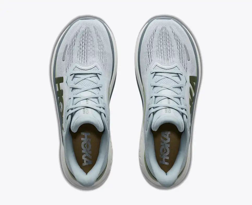 HOKA Pro Glide+ Women's Men's Shoes | Light Blue & Olive Green Running Sneakers
