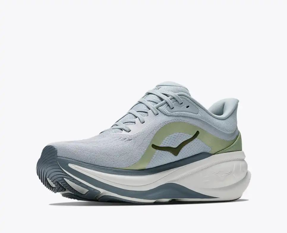 HOKA Pro Glide+ Women's Men's Shoes | Light Blue & Olive Green Running Sneakers