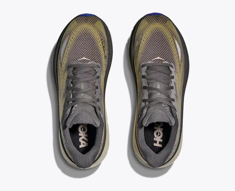 HOKA Clifton 9 GTX Women's Men's Shoes | Olive Brown & Blue Running Sneakers