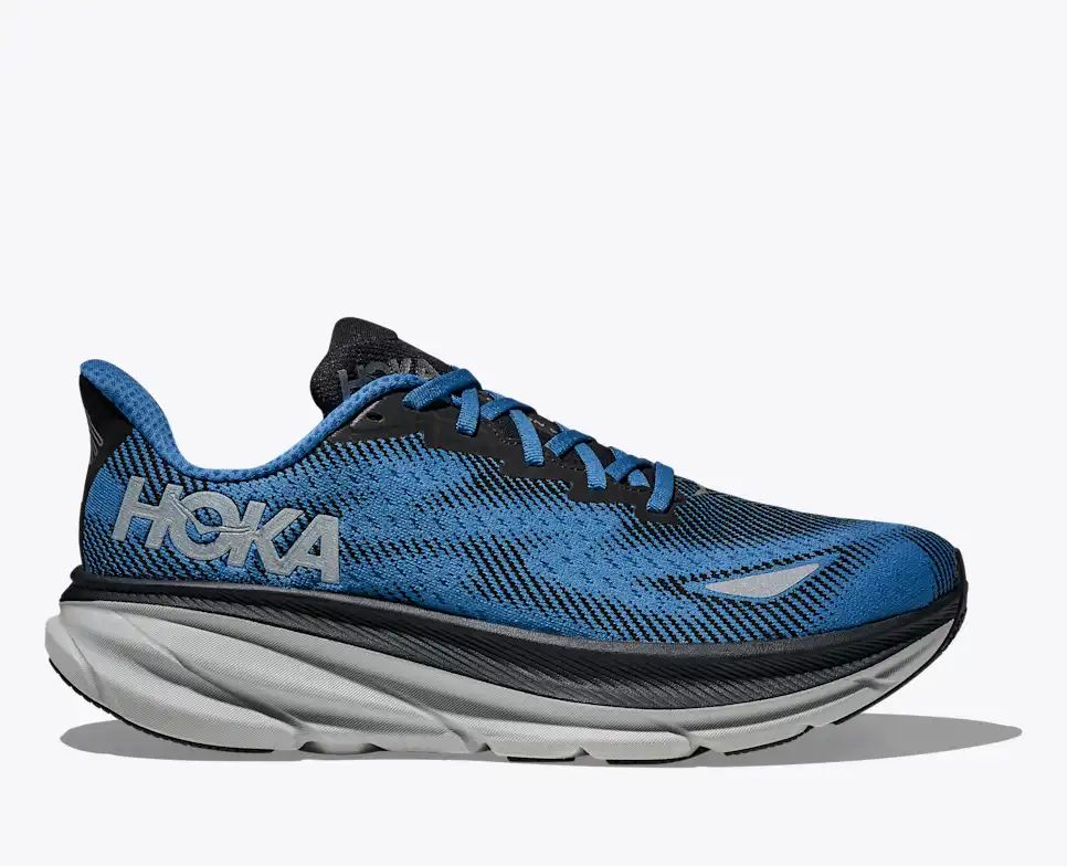 HOKA Clifton 9 Women's Men's Shoes | Blue & Black Mesh Running Sneakers