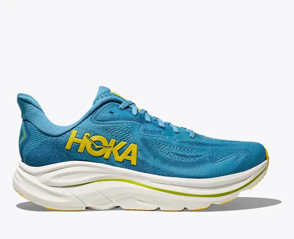 HOKA Clifton 10 Women's Men's Shoes | Teal & Yellow Mesh Running Sneakers