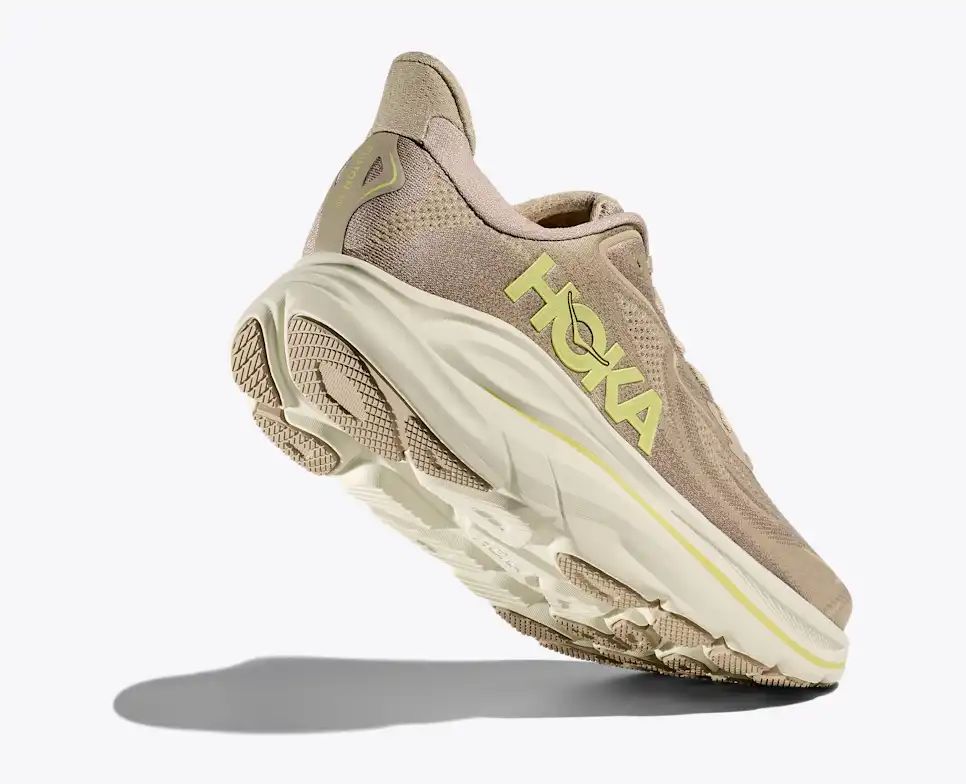 HOKA Clifton 10 Women's Men's Shoes | Beige & Light Green Mesh Running Sneakers