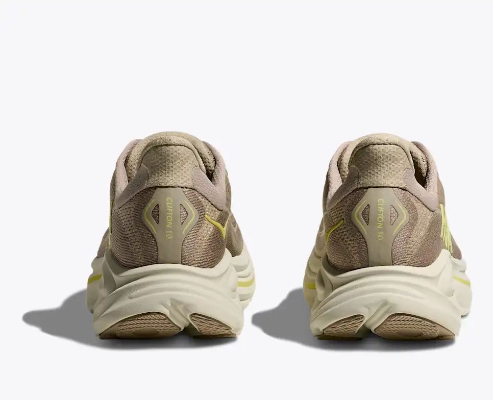HOKA Clifton 10 Women's Men's Shoes | Beige & Light Green Mesh Running Sneakers