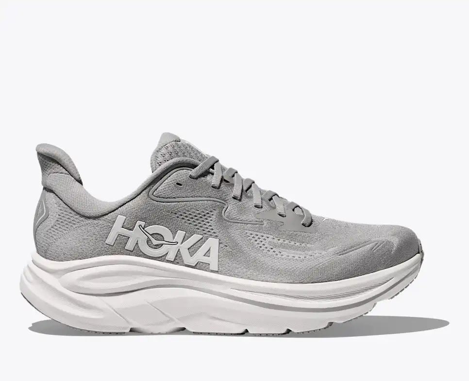 HOKA Clifton 10 Women's Men's Shoes | Gray & White Mesh Running Sneakers