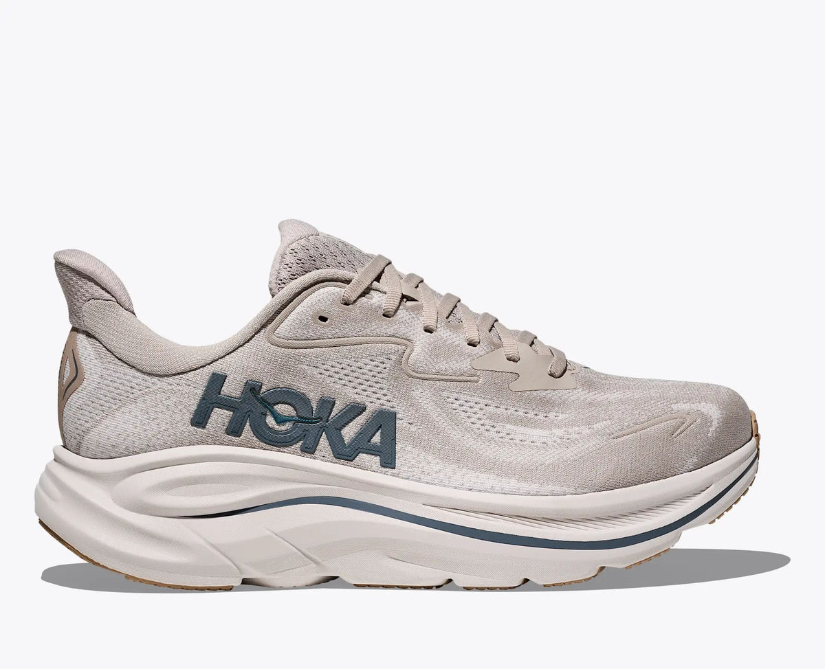 HOKA Clifton 10 Women's Men's Shoes | Beige & Dark Blue Mesh Running Sneakers