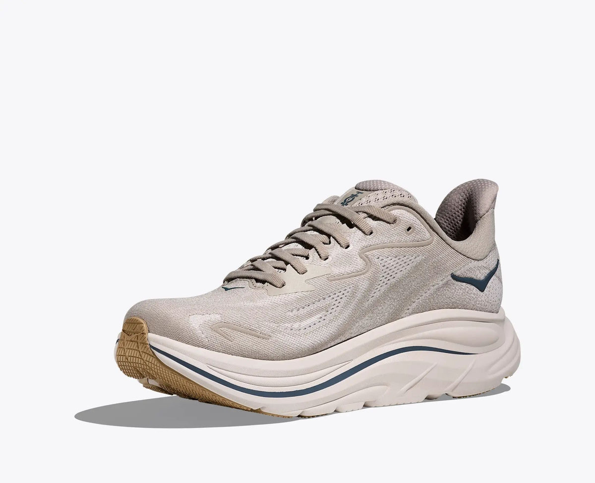 HOKA Clifton 10 Women's Men's Shoes | Beige & Dark Blue Mesh Running Sneakers