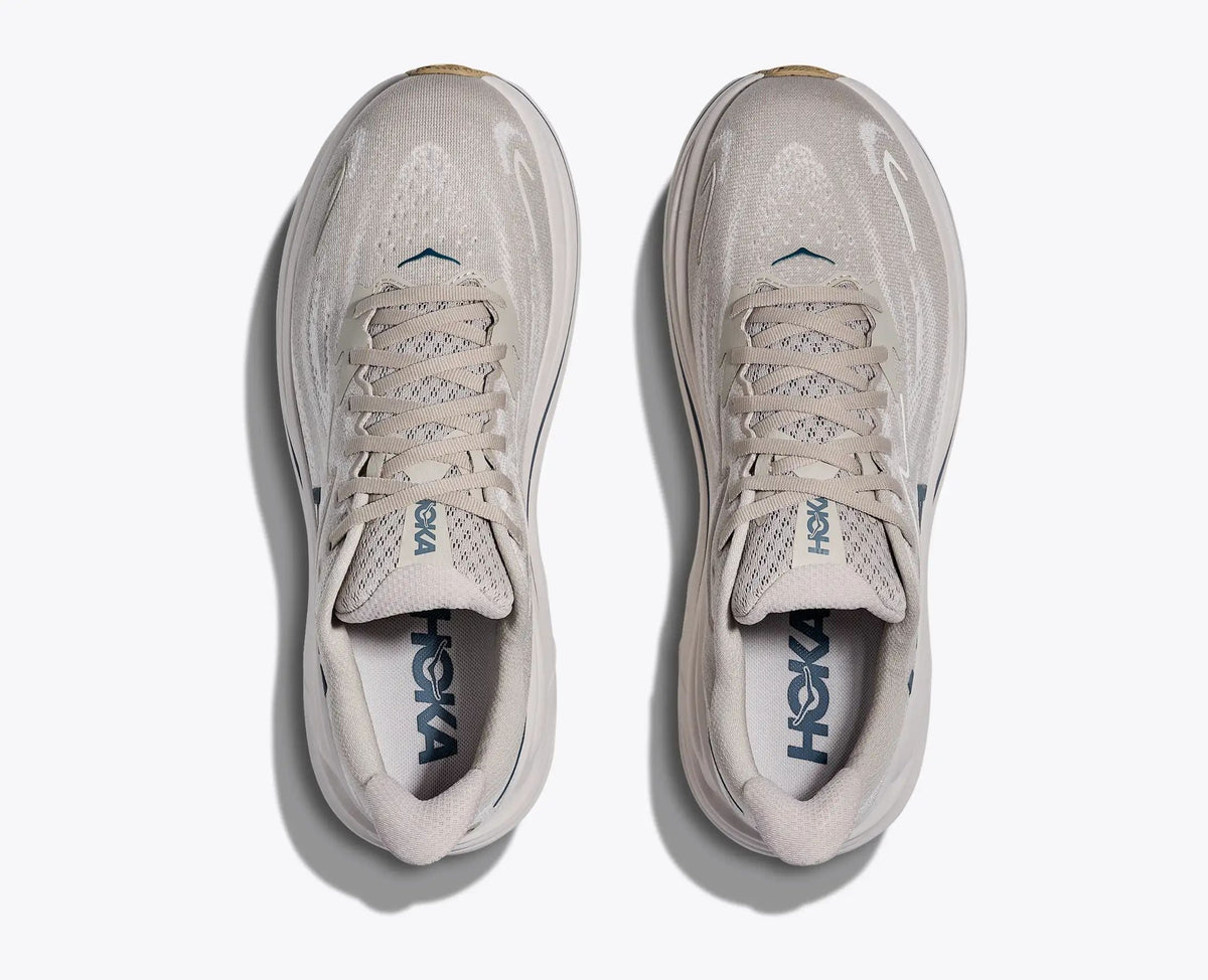 HOKA Clifton 10 Women's Men's Shoes | Beige & Dark Blue Mesh Running Sneakers
