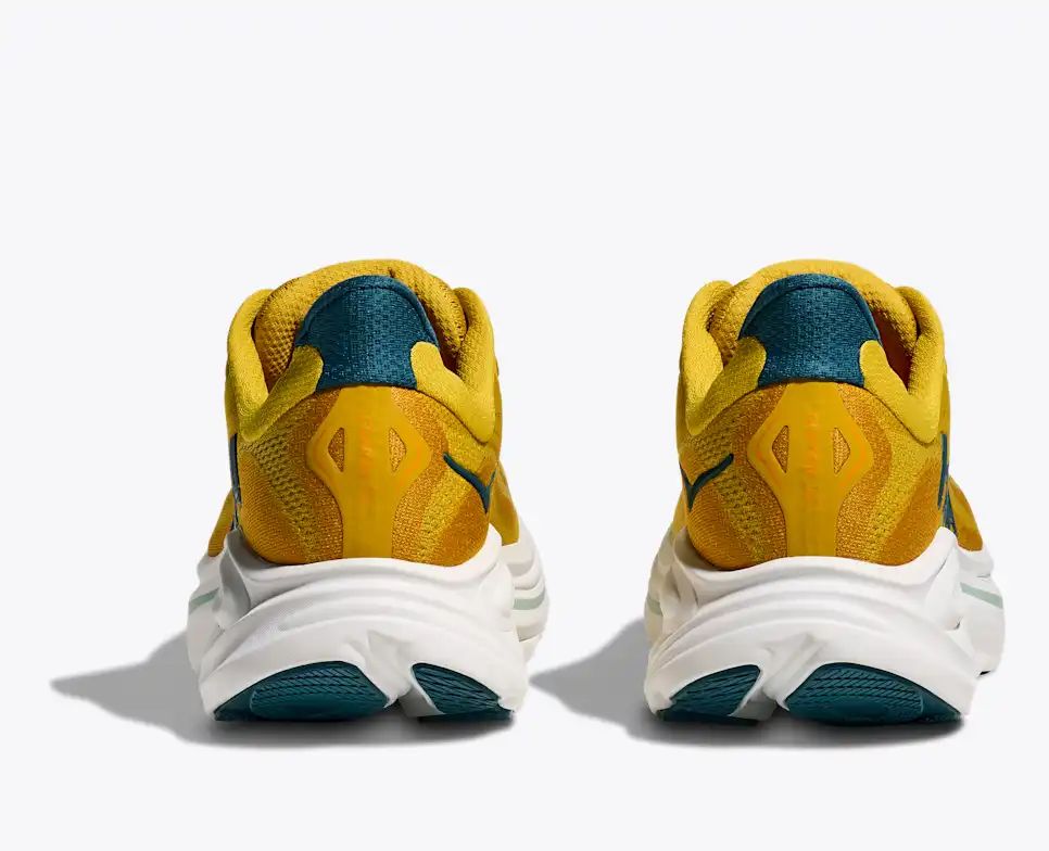 HOKA Clifton 10 Women's Men's Shoes | Golden Yellow & Teal Mesh Running Sneakers