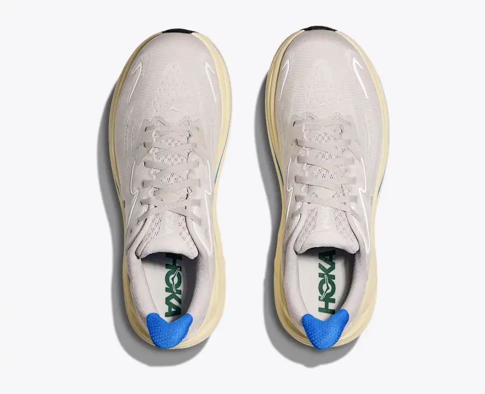 HOKA Clifton 10 Women's Men's Shoes | Off-White & Blue Mesh Running Sneakers