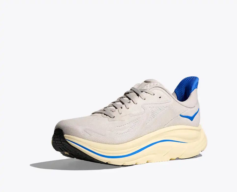 HOKA Clifton 10 Women's Men's Shoes | Off-White & Blue Mesh Running Sneakers