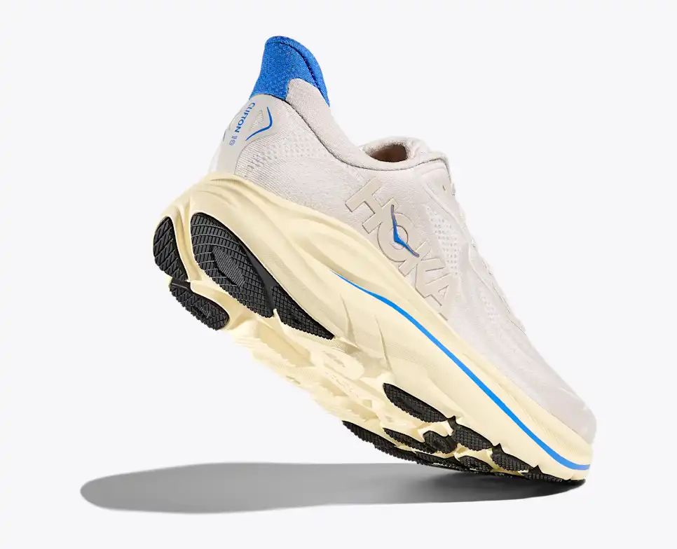 HOKA Clifton 10 Women's Men's Shoes | Off-White & Blue Mesh Running Sneakers