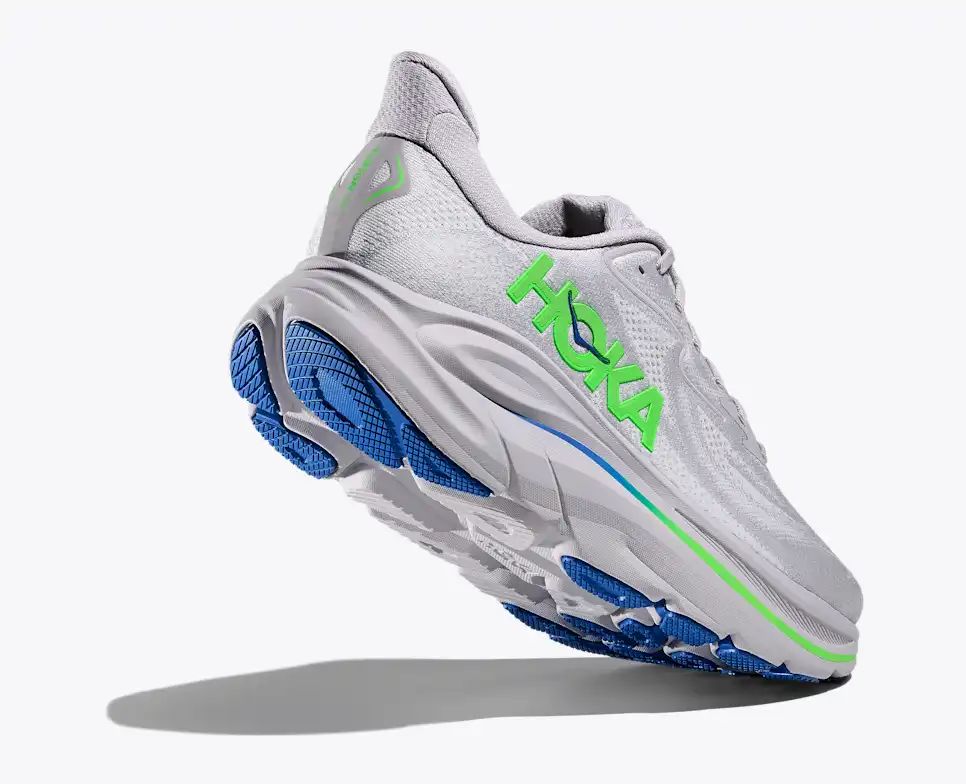 HOKA Clifton 10 Women's Men's Shoes | Light Gray & Green Mesh Running Sneakers