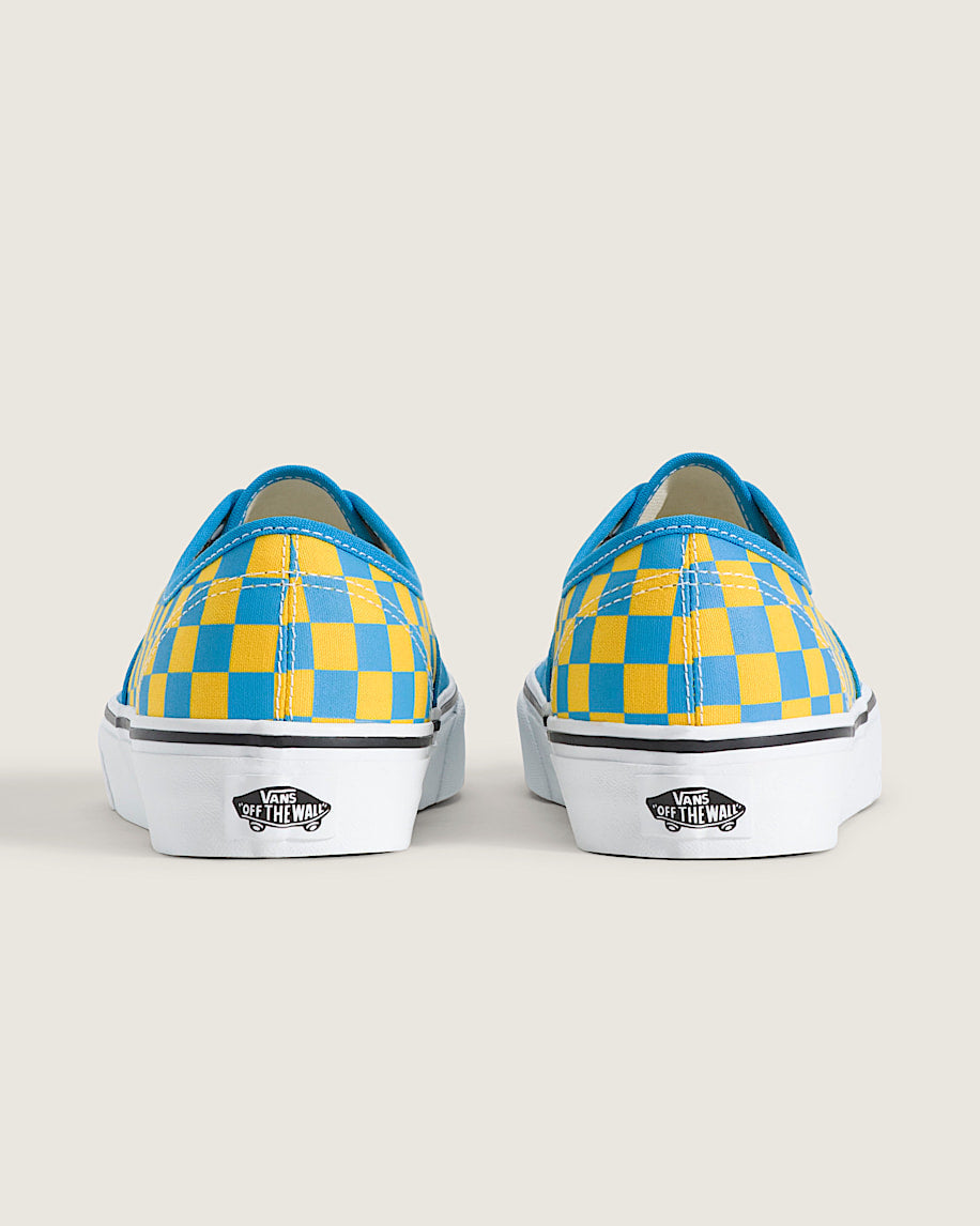 Vans Authentic Blue-Yellow Checkerboard slip on shoes mens vans womens vans shoes slip on