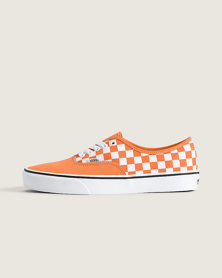 Vans Authentic Orange-White Checkerboard slip on shoes mens vans womens vans shoes slip on