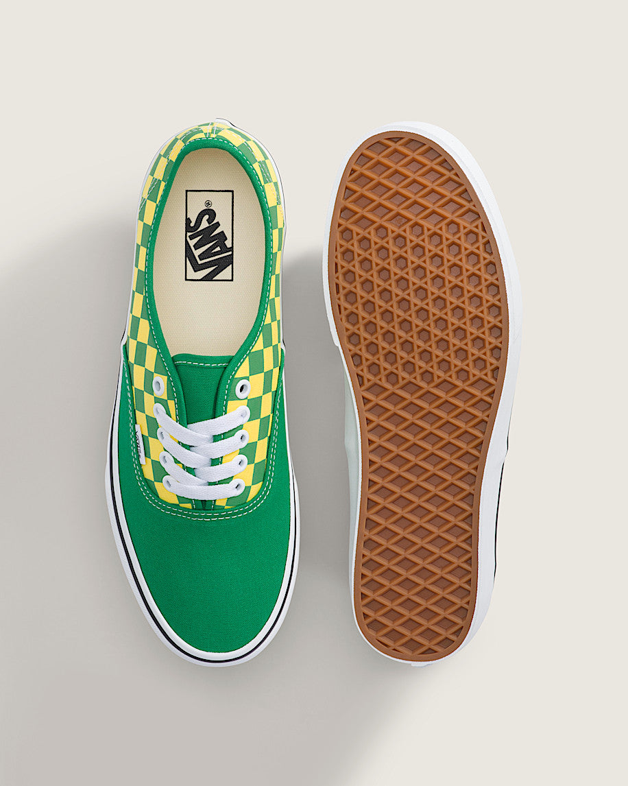 Vans Authentic Green-Yellow Checkerboard  slip on shoes mens vans womens vans shoes slip on