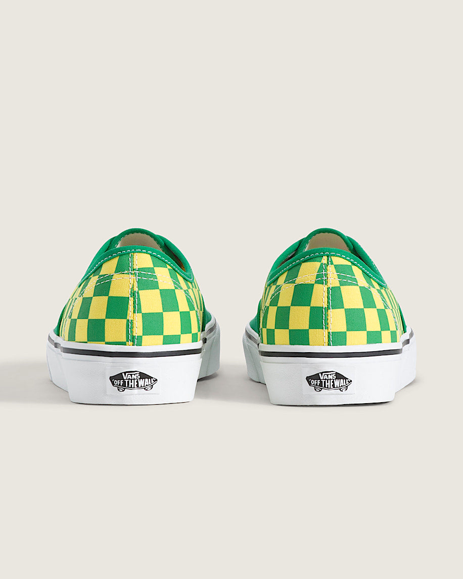 Vans Authentic Green-Yellow Checkerboard  slip on shoes mens vans womens vans shoes slip on