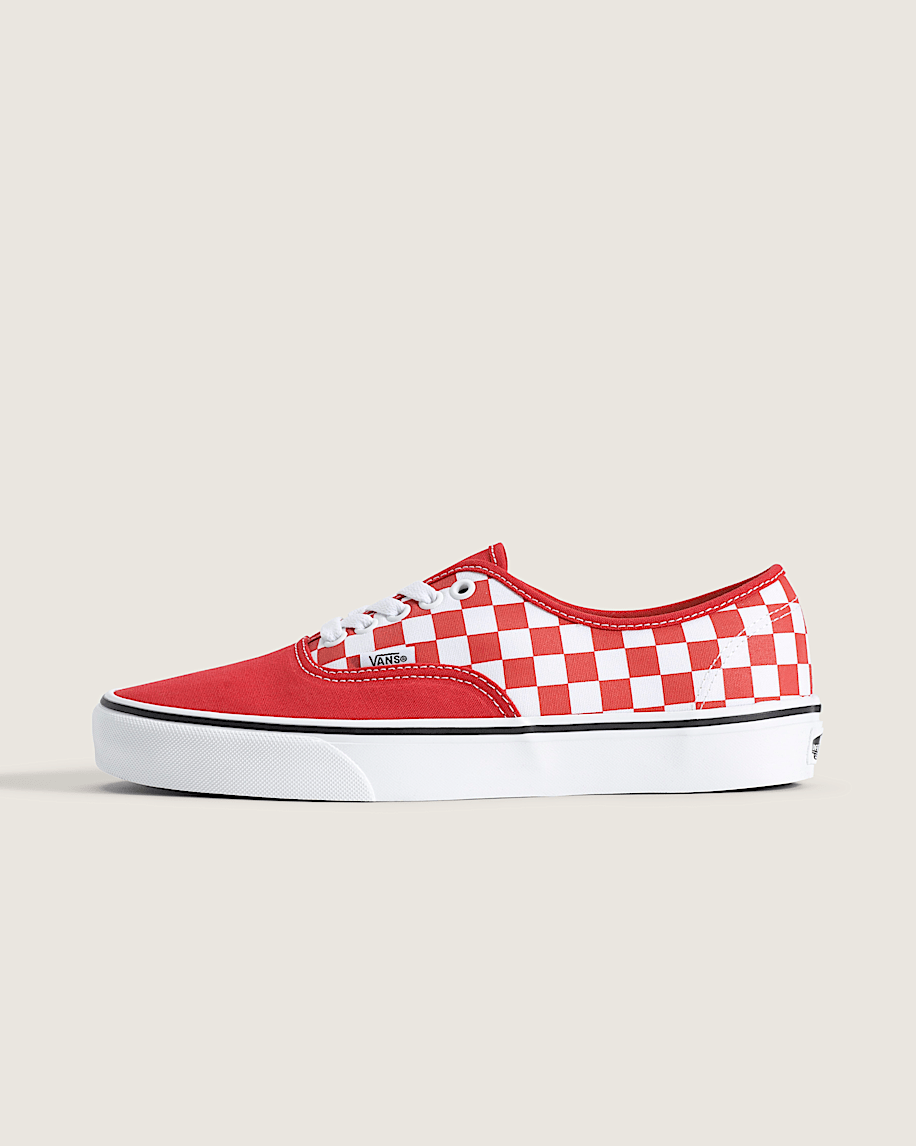 Vans Authentic Red-White Checkerboard slip on shoes mens vans womens vans shoes slip on