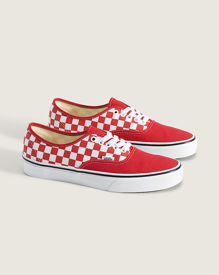 Vans Authentic Red-White Checkerboard slip on shoes mens vans womens vans shoes slip on