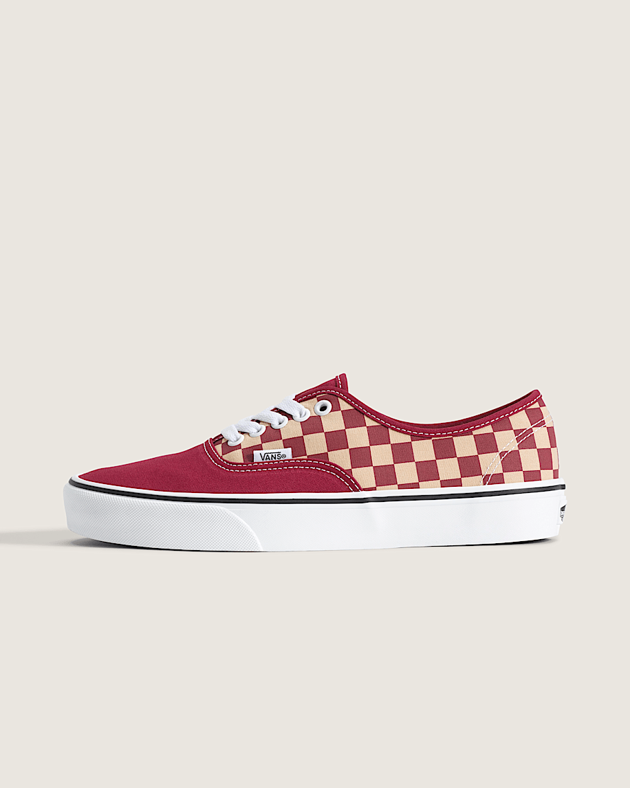 Vans Authentic Burgundy-Beige Checkerboard slip on shoes mens vans womens vans shoes slip on