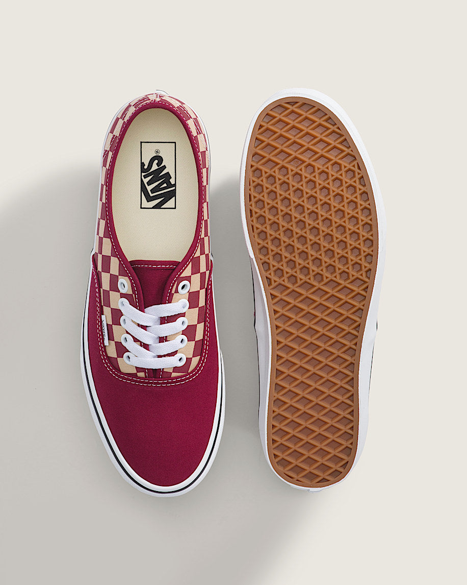 Vans Authentic Burgundy-Beige Checkerboard slip on shoes mens vans womens vans shoes slip on