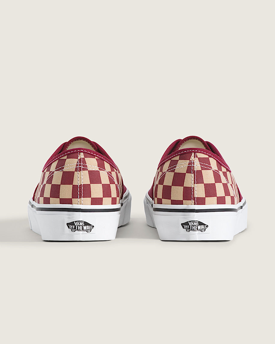 Vans Authentic Burgundy-Beige Checkerboard slip on shoes mens vans womens vans shoes slip on
