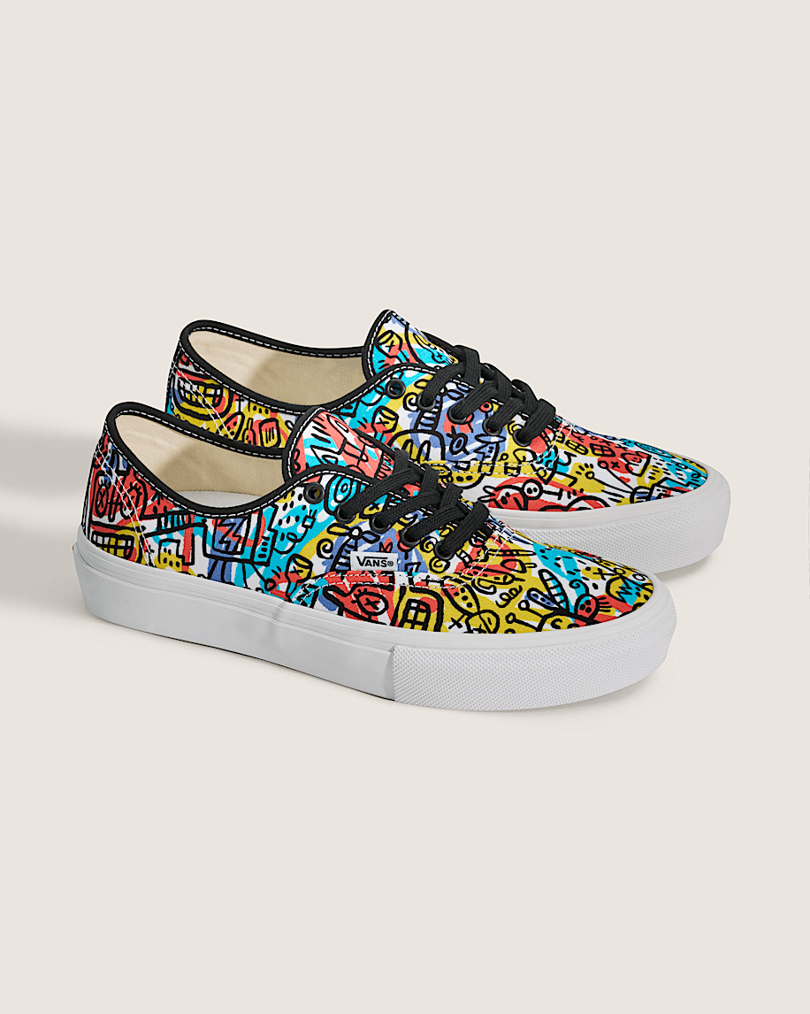Vans Authentic Multicolor Graffiti Print slip on shoes mens vans womens vans shoes slip on