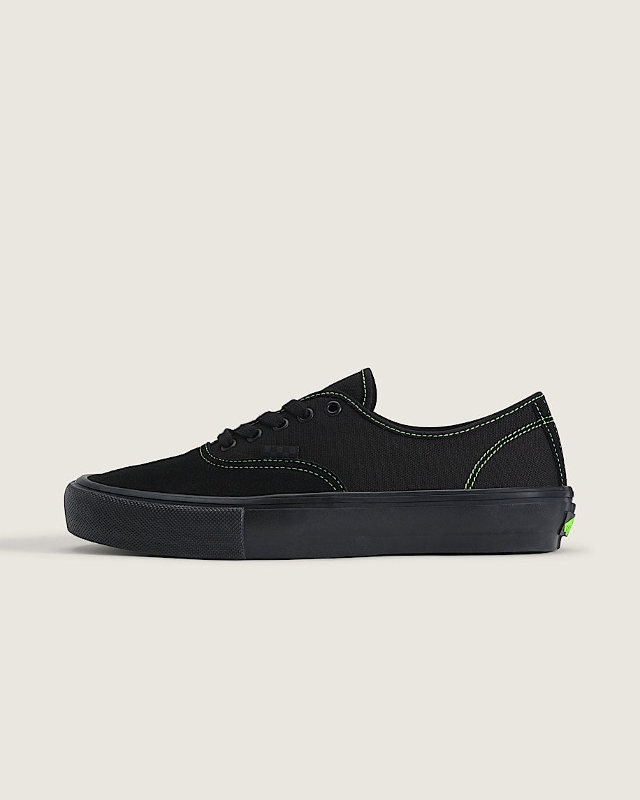 Vans Authentic Reissue 44 Black Neon Green Stitching slip on shoes mens vans womens vans shoes slip on