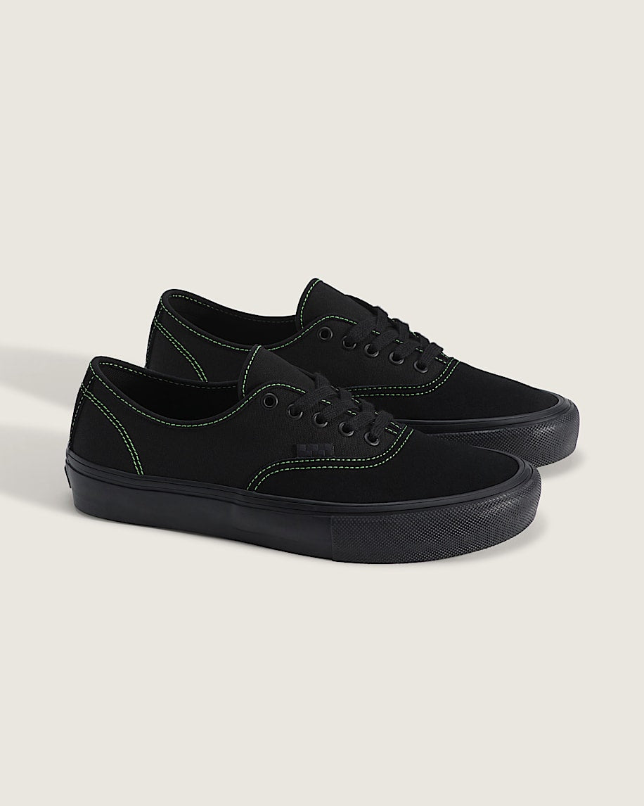 Vans Authentic Reissue 44 Black Neon Green Stitching slip on shoes mens vans womens vans shoes slip on