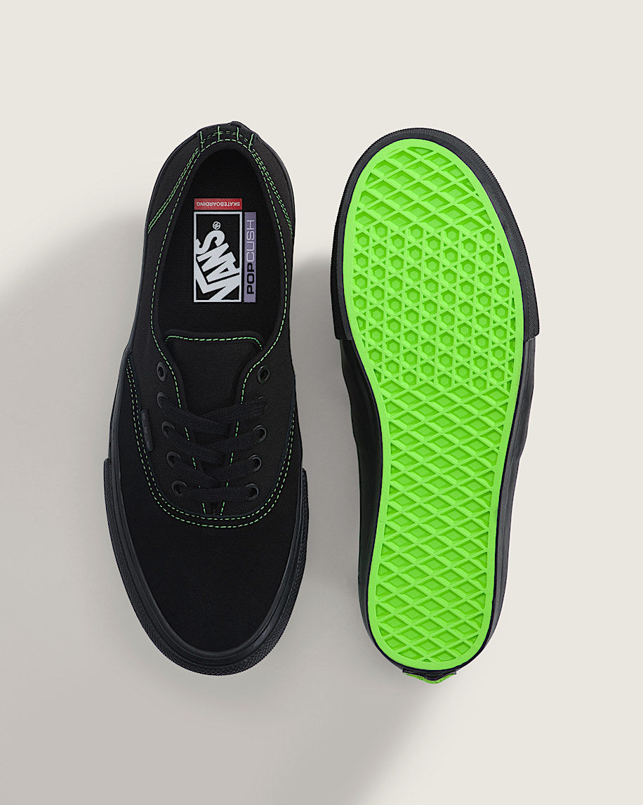 Vans Authentic Reissue 44 Black Neon Green Stitching slip on shoes mens vans womens vans shoes slip on