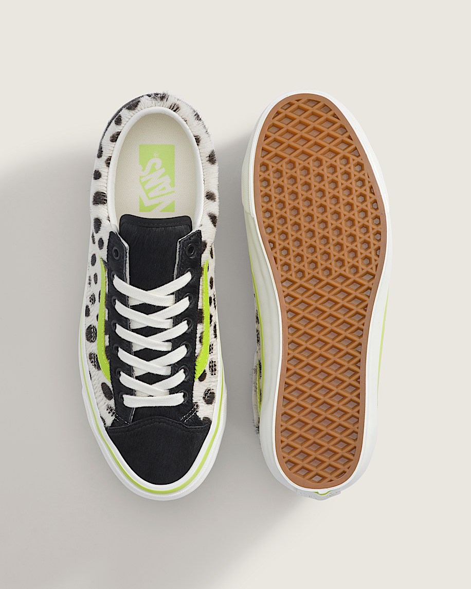 Vans Old Skool 36 Dalmatian Lime Green Pony Hair slip on shoes mens vans womens vans shoes slip on