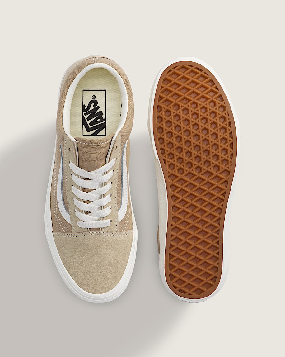 Vans Old Skool Khaki Beige White slip on shoes mens vans womens vans shoes slip on